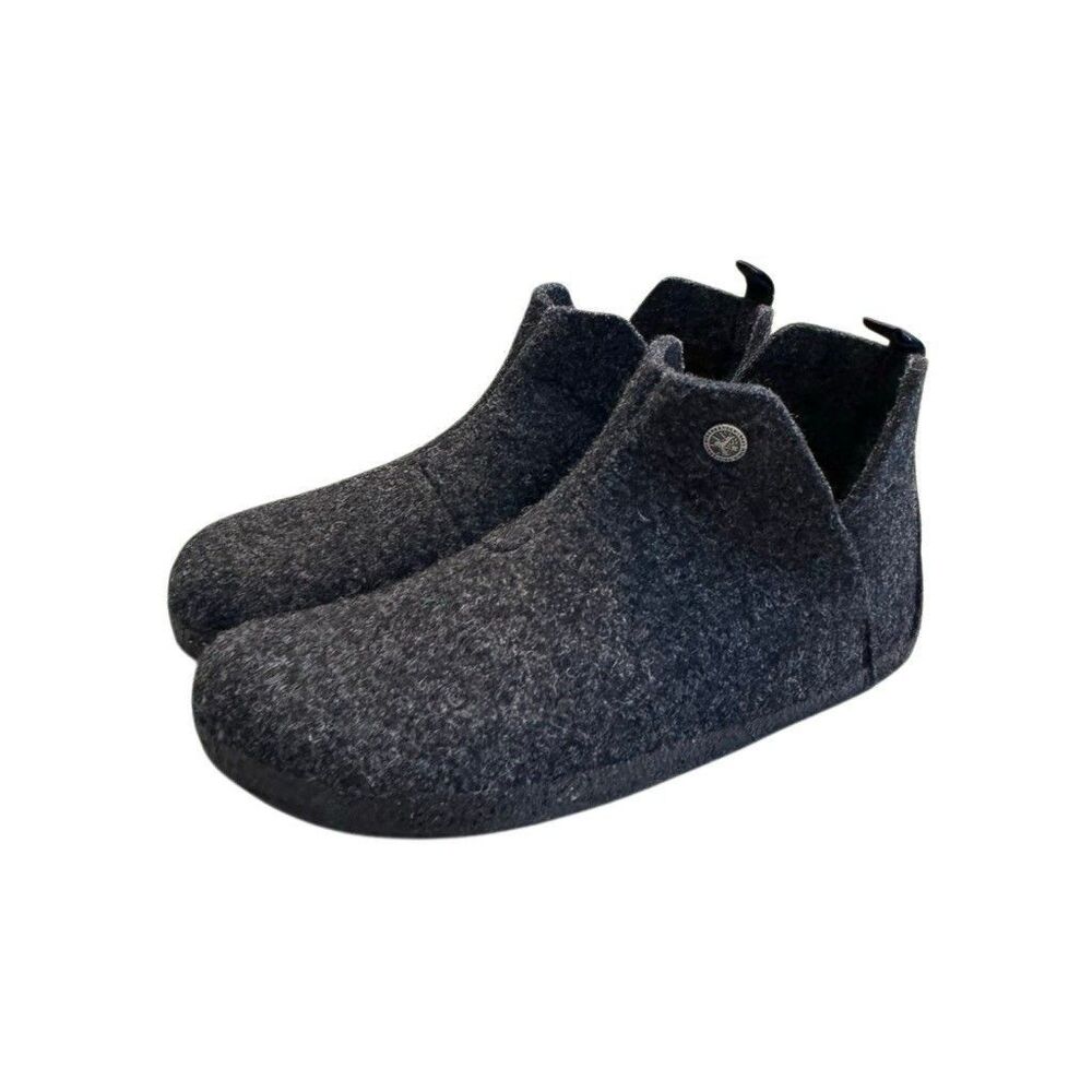 Birkenstock Andermatt Wool Felt Slipper Booties Gray L9 M7 EU 40 Shearling Lined - Picture 2 of 9
